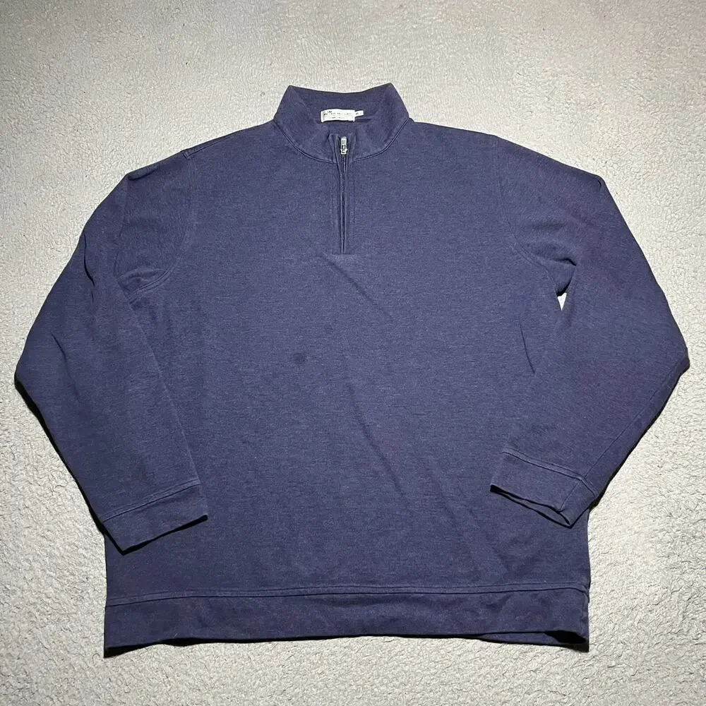 Peter Millar Crown Comfort 1/4 Zip Pullover Mens XL Blue Golf Logo Soft Preppy